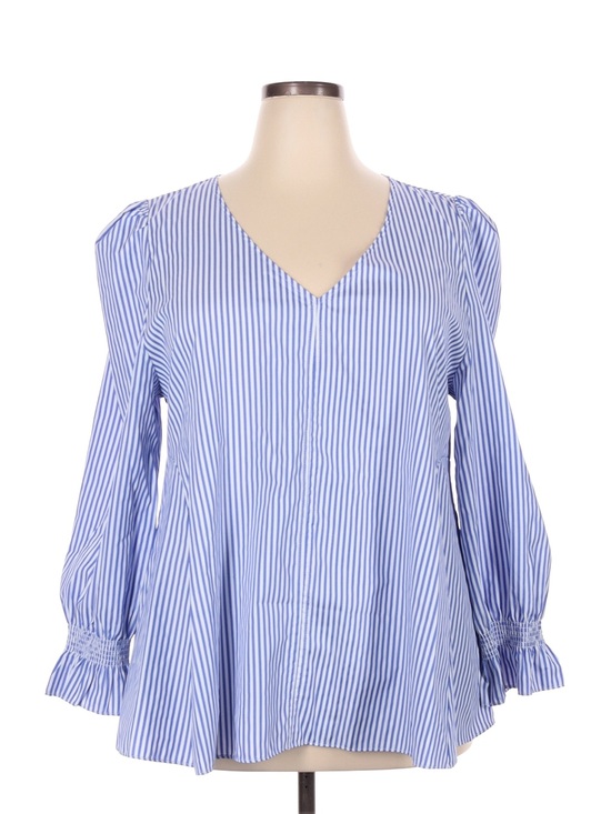 Tuckernuck Tops - Tuckernuck Blue Striped V-Neck Women's Blouse